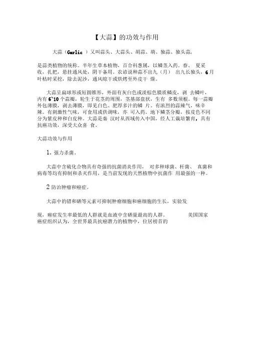 大蒜的功效与作用