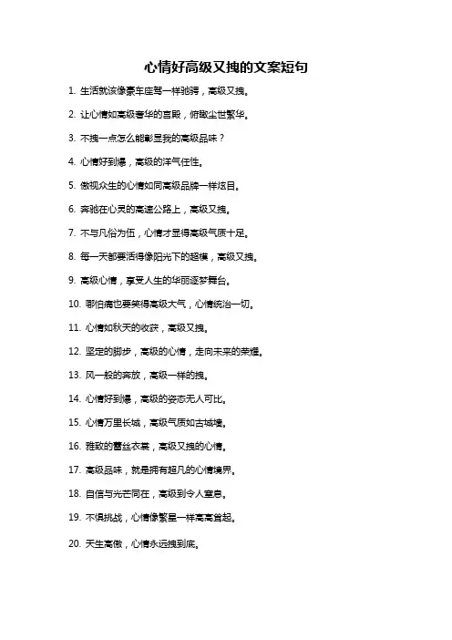心情好高级又拽的文案短句