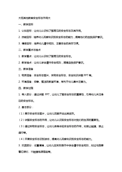 大班其他教案安全标志作用大