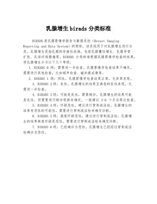 乳腺增生birads分类标准