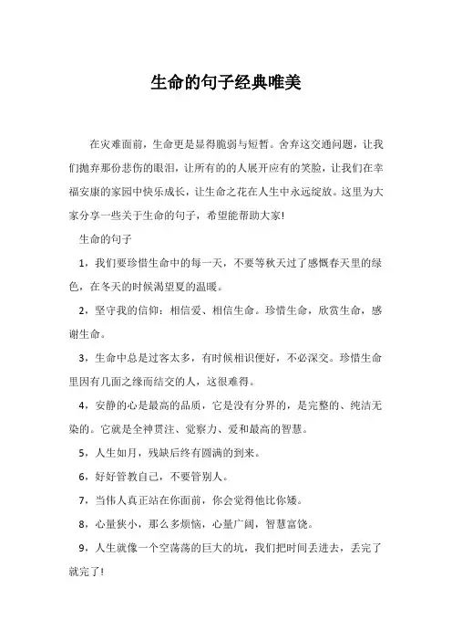 (经典句子)生命的句子经典唯美
