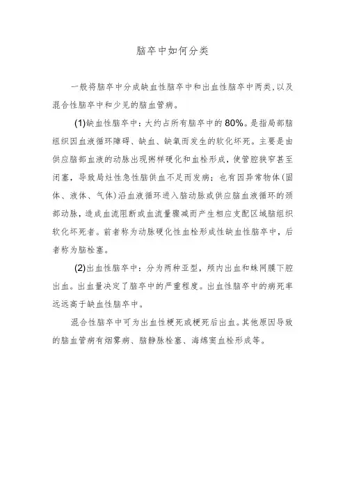 脑卒中如何分类