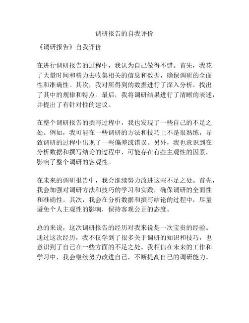 调研报告的自我评价