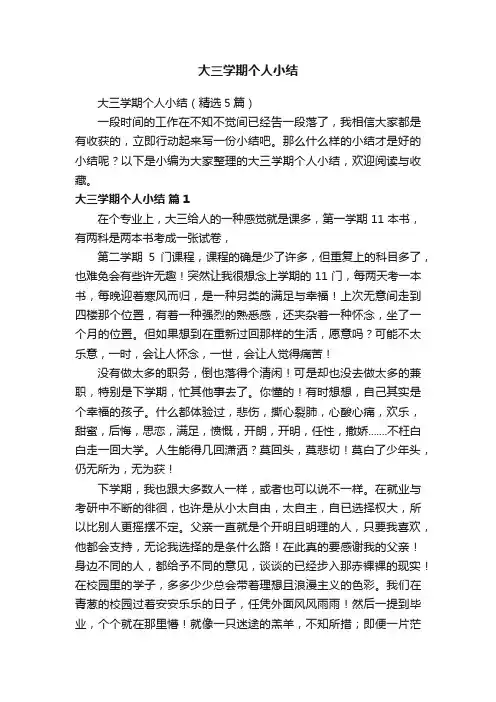 大三学期个人小结