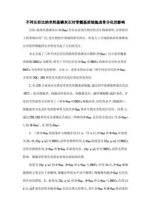 不同长径比纳米羟基磷灰石对骨髓基质细胞成骨分化的影响