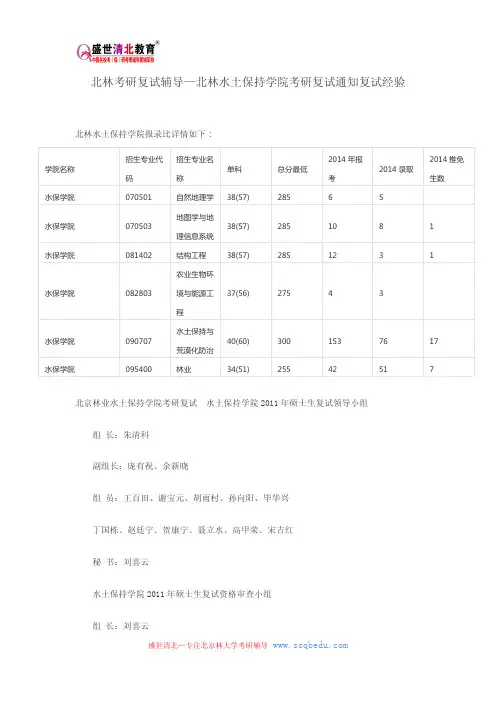 北林考研复试辅导—北林水土保持学院考研复试通知复试经验