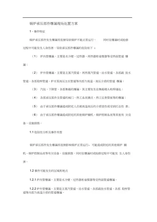 锅炉承压部件爆漏现场处置方案