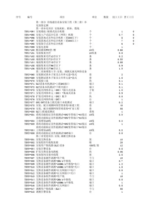 广播电视传输网络系统安装工程预算定额08定额及11补充(EXCEL版)