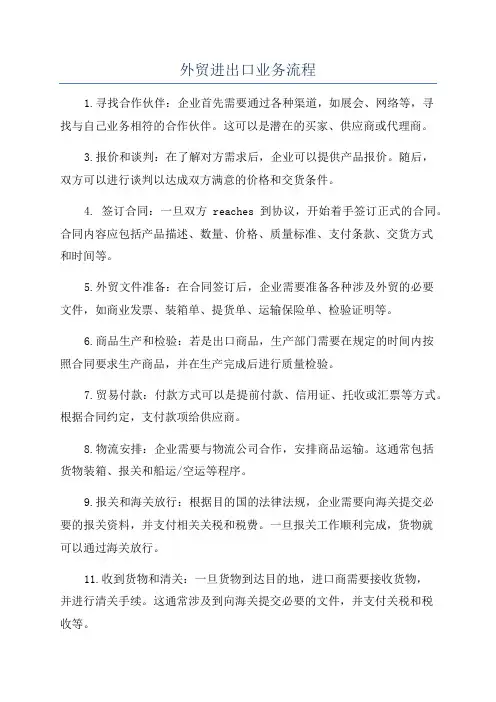 外贸进出口业务流程