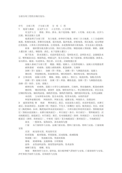 分部区分明明细表