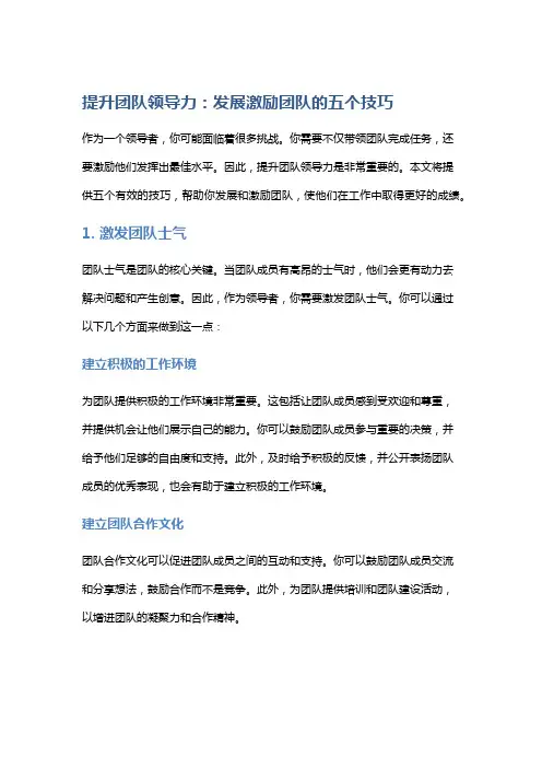 提升团队领导力：发展激励团队的五个技巧
