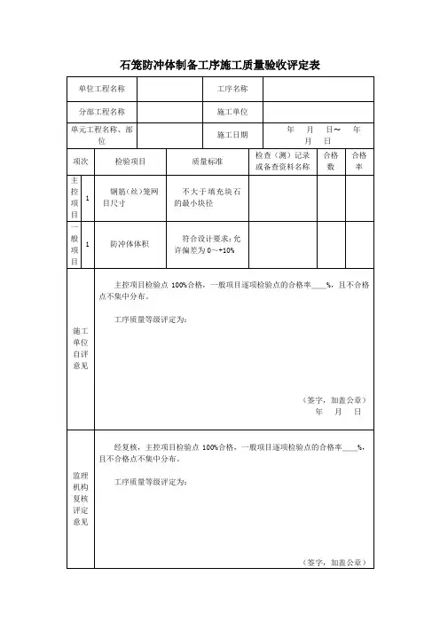 石笼防冲体制备工序施工质量验收评定表 (2)