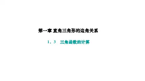 北师版九年级数学下册作业课件 第一章 直角三角形的边角关系 三角函数的计算