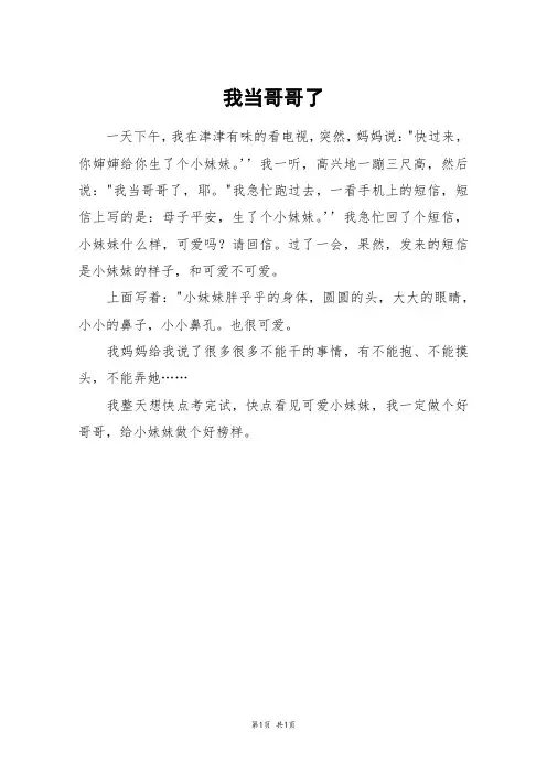 我当哥哥了_二年级作文