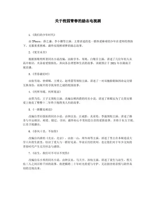 关于校园青春的励志电视剧