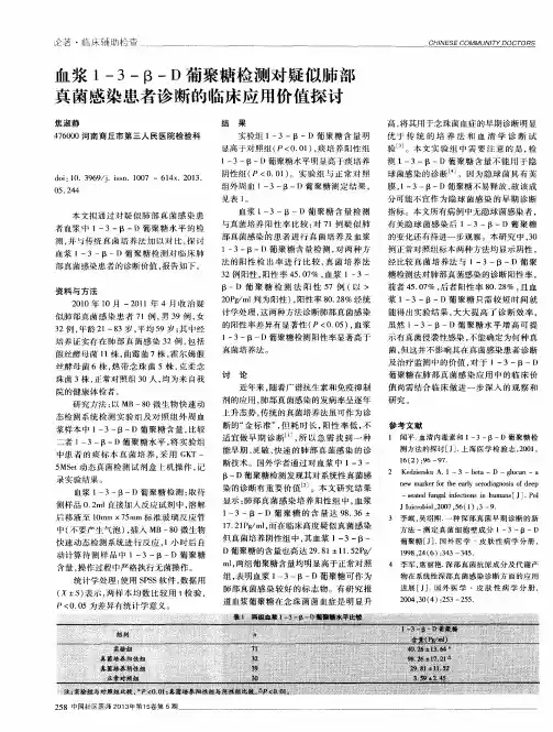 血浆1—3-β-D葡聚糖检测对疑似肺部真菌感染患者诊断的临床应用价值探讨