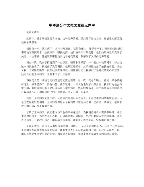 中考满分作文范文爱在无声中