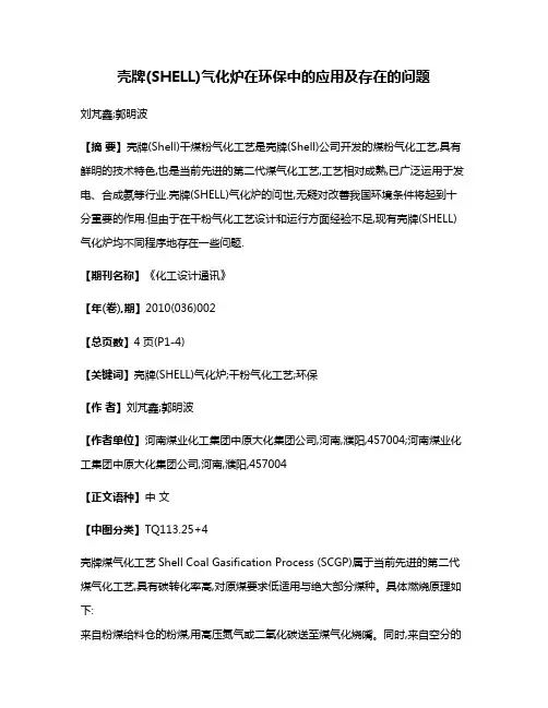 壳牌(SHELL)气化炉在环保中的应用及存在的问题