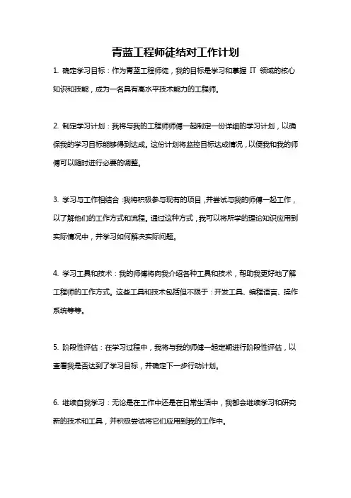 青蓝工程师徒结对工作计划