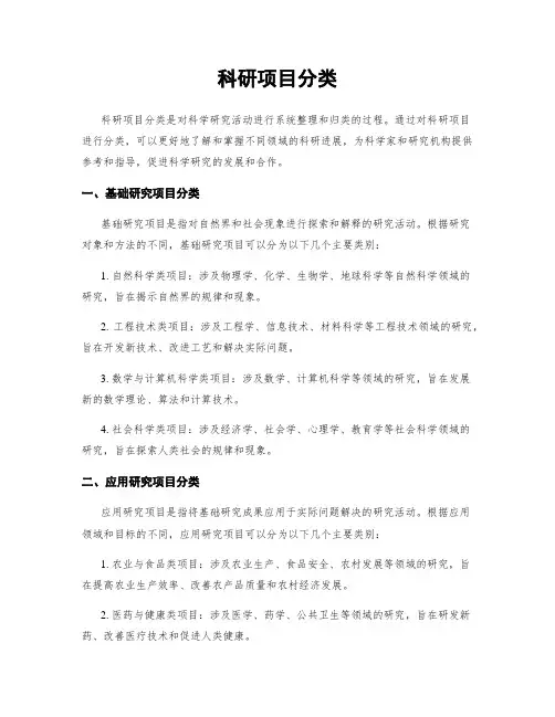 科研项目分类