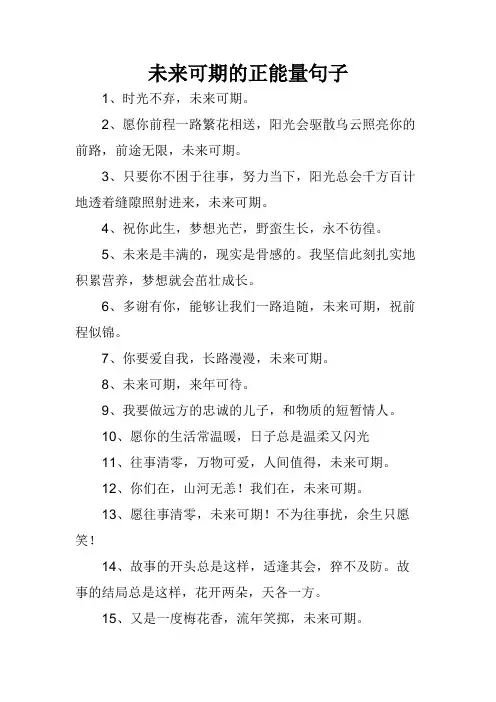 未来可期的正能量句子