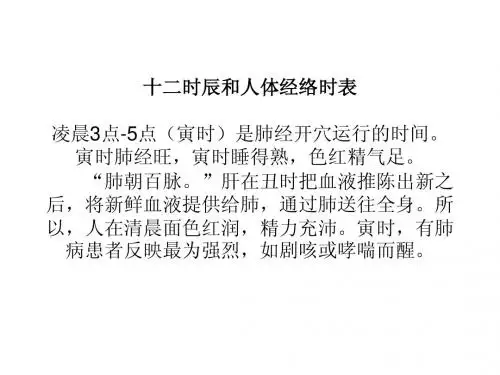 十二时辰和人体经络时表