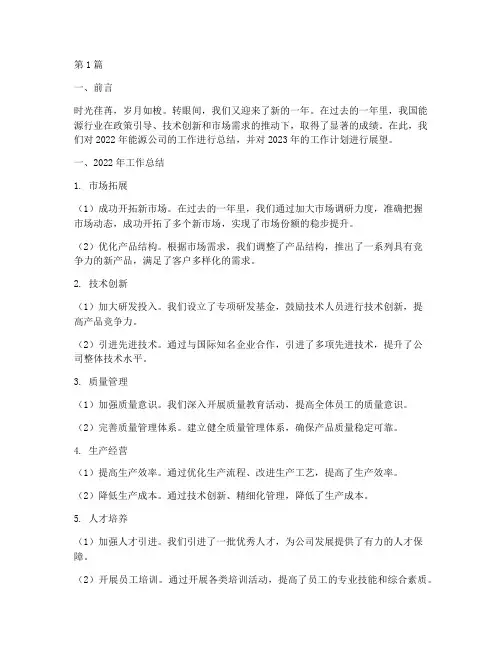 能源公司年度总结范文(3篇)