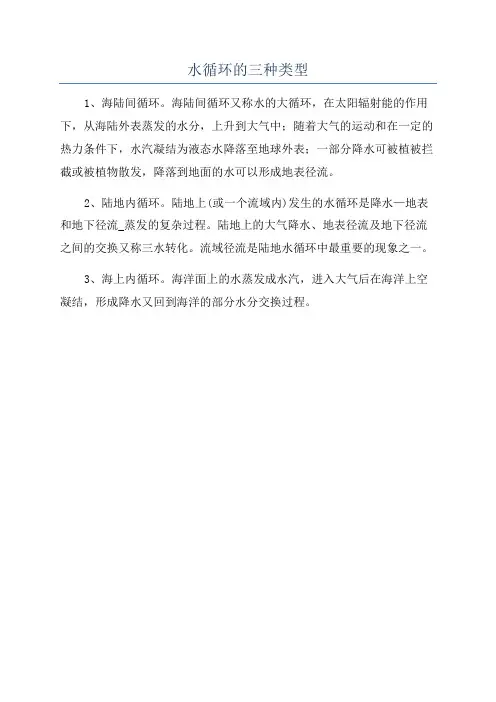 水循环的三种类型