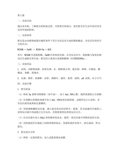 研究肥皂成分实验报告(3篇)