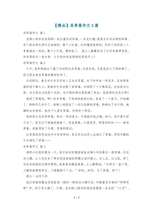 【精品】采草莓作文3篇