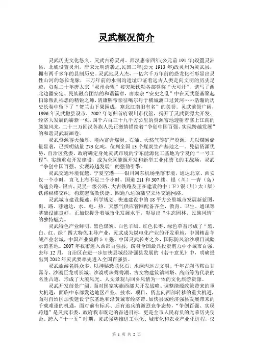 灵武概况简介