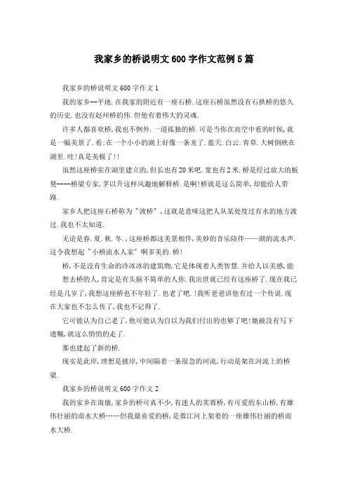 我家乡的桥说明文600字作文范例5篇
