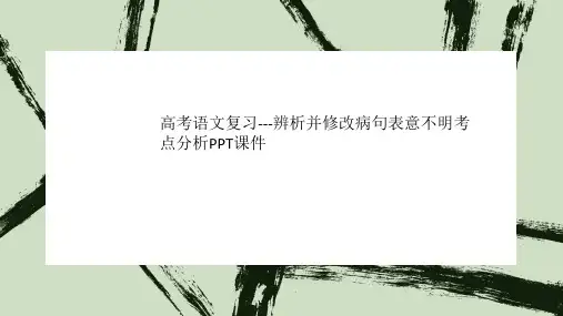 高考语文复习---辨析并修改病句表意不明考点分析PPT课件