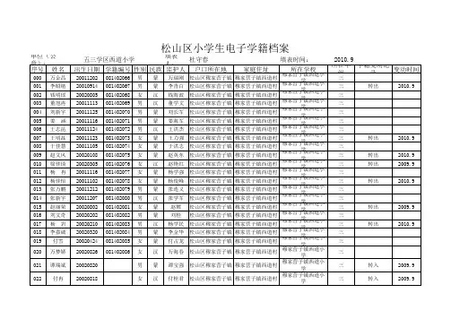小学生学籍档案电子1年级