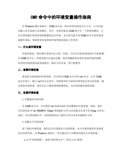 CMD命令中的环境变量操作指南