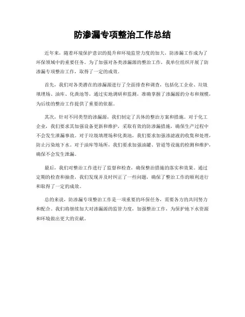 防渗漏专项整治工作总结