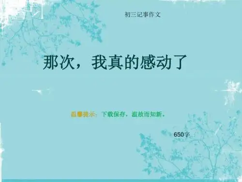 初三记事作文《那次,我真的感动了》650字(总9页PPT)
