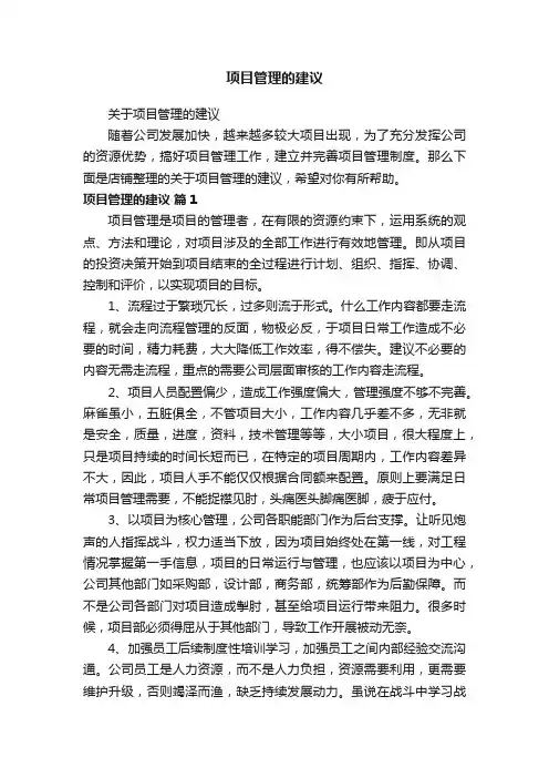 项目管理的建议