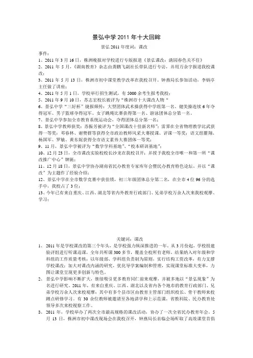 景弘中学2011年十大回眸