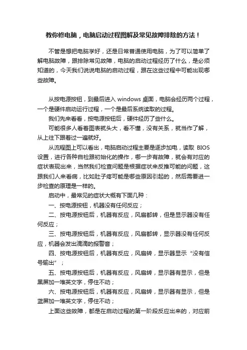 教你修电脑，电脑启动过程图解及常见故障排除的方法！