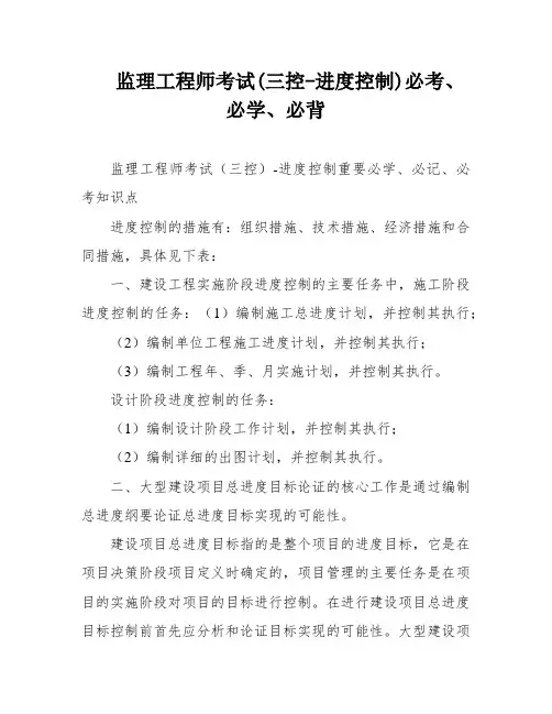 监理工程师考试(三控-进度控制)必考、必学、必背