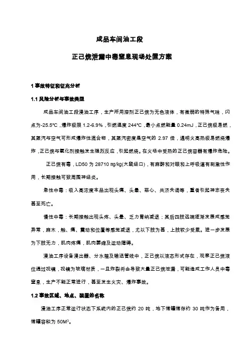 正己烷泄漏现场处置方案
