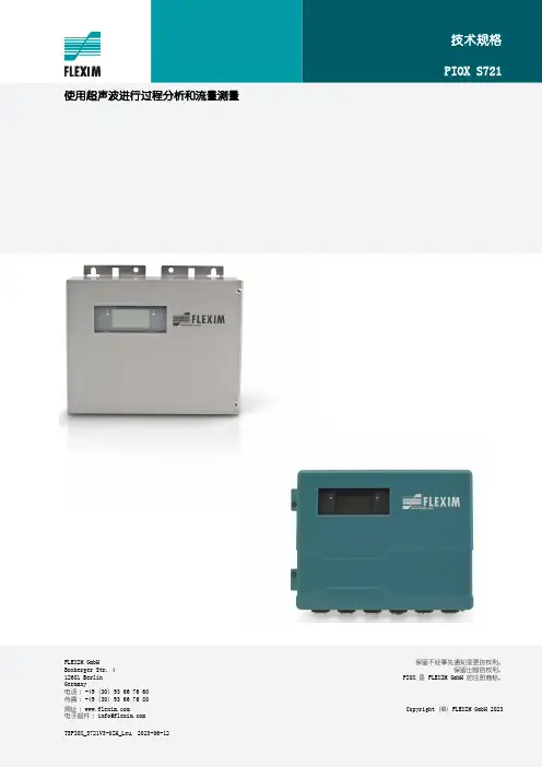 艾默生 PIOX S721使用超声波进行过程分析和流量测量 说明书