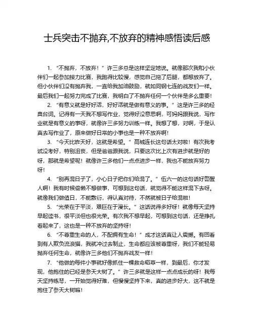 士兵突击不抛弃,不放弃的精神感悟读后感