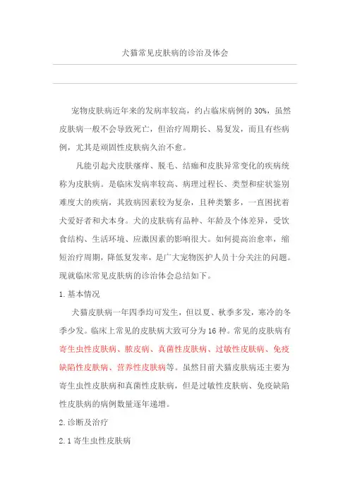 犬猫常见皮肤病