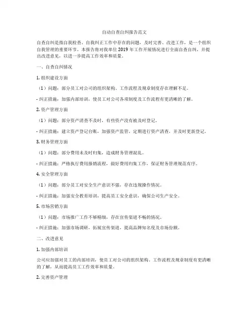 自动自查自纠报告范文