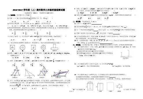 2016--2017(上)期末九年级数学试题及答案