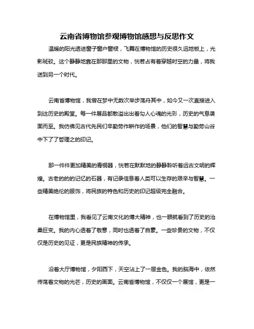 云南省博物馆参观博物馆感想与反思作文
