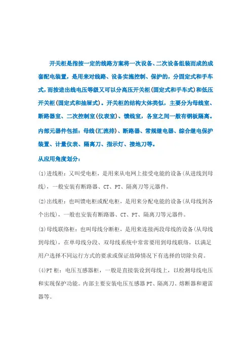 电气成套设备及元件知识汇总