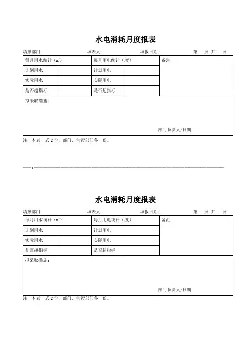 水电消耗月度报表
